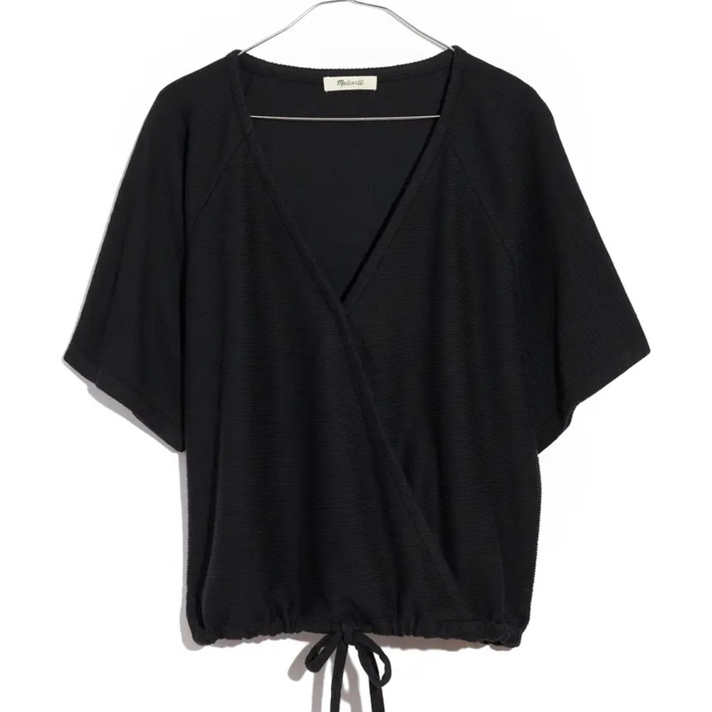 Madewell Drapey Ottoman Jacquard Faux Wrap Top